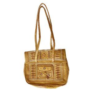 Vintage Southwestern Brown Boho Leather Sack Shoulder Bag